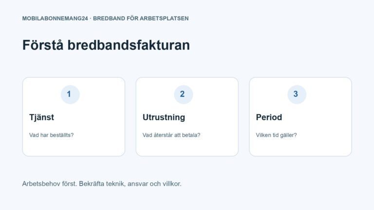Förstå bredbandsfakturan: Tjänst, Utrustning, Period. Redaktionell beslutsillustration.