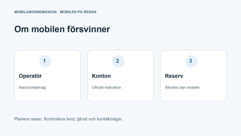 Om mobilen försvinner: Operatör, Konton, Reserv. Redaktionell beslutsillustration.