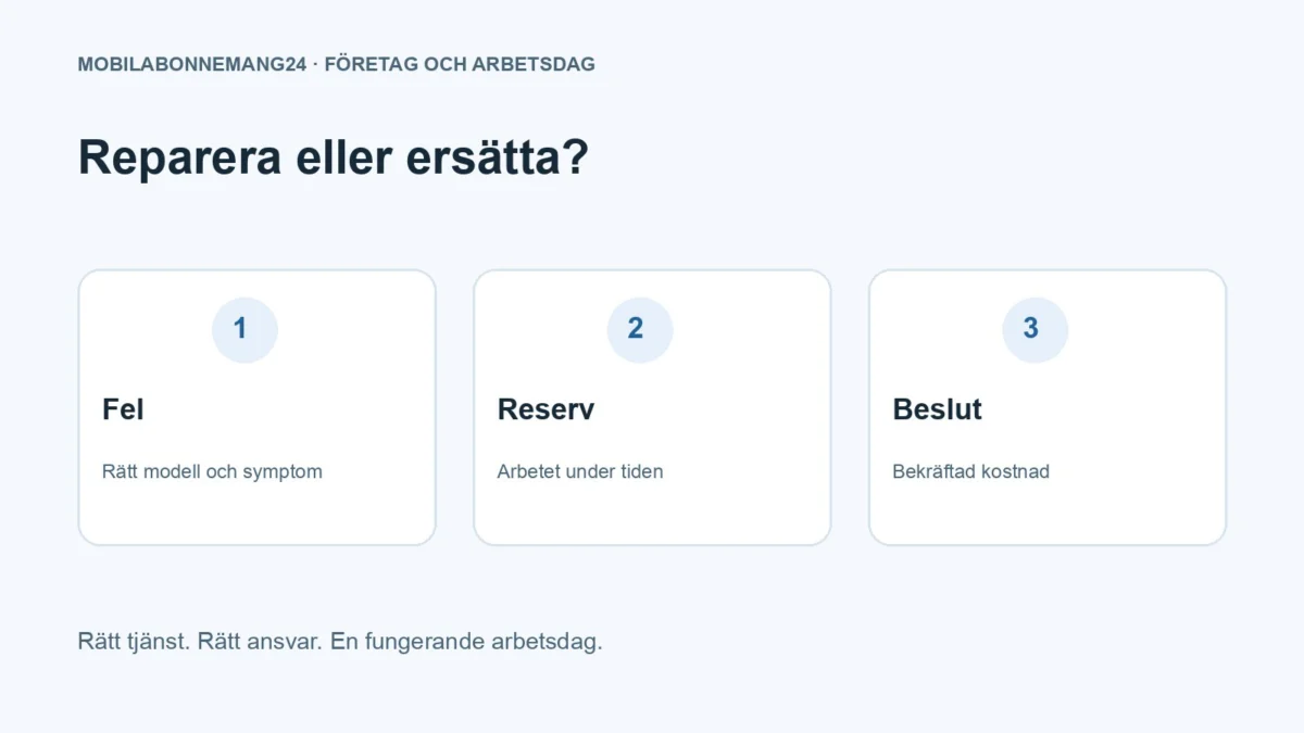 Reparera eller ersätta?: Fel, Reserv, Beslut. Redaktionell beslutsillustration.